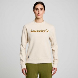 Beige Saucony Recovery Crew Women's Sweatshirt | ISRAEL FRSMAE