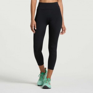 Black Saucony Explorer Utility Crop Women's Tight | ISRAEL EVGDMI