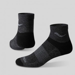 Black Saucony Inferno Merino Wool Blend Quarter 3-Pack Men's Socks | ISRAEL UENVQG