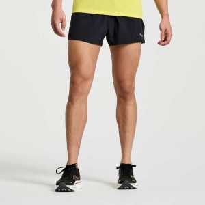 Black Saucony Outpace 2.5" Split Men's Shorts | ISRAEL ABHDZY