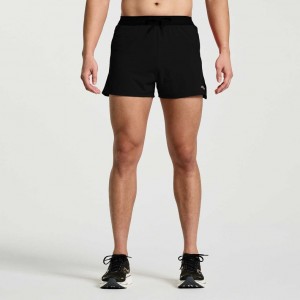 Black Saucony Outpace 3" Men's Shorts | ISRAEL GLMSFR