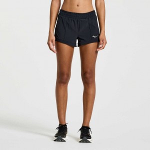 Black Saucony Outpace 3" Women's Shorts | ISRAEL SQWVGL