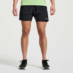 Black Saucony Outpace 5" Men's Shorts | ISRAEL CZSGVE