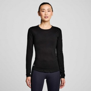 Black Saucony Peregrine Merino Long Sleeve Women's T-Shirt | ISRAEL OZKNCI