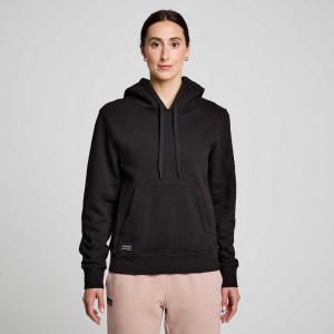 Black Saucony Recovery Women's Hoodie | ISRAEL MKUFQY