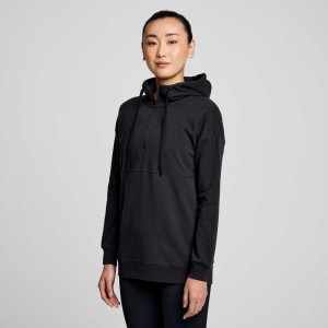 Black Saucony Recovery Zip Tunic Women's Hoodie | ISRAEL BDPAYE