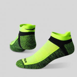 Black / Green Saucony Inferno No Show Tab 3-Pack Men's Socks | ISRAEL FEVLRO