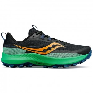 Black / Green Saucony Peregrine 13 Men's Trail Running Shoes | ISRAEL KXLDRH