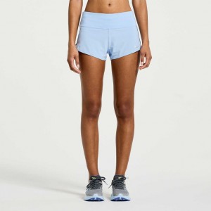 Blue Saucony Outpace 2.5" Split Women's Shorts | ISRAEL LZQRDP