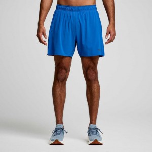 Blue Saucony Outpace 5" Men's Shorts | ISRAEL IOKJQF