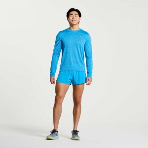 Blue Saucony Stopwatch Long Sleeve Men's T-Shirt | ISRAEL DJXRGP