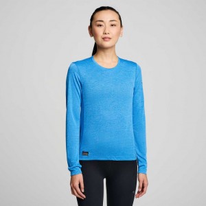 Blue Saucony Stopwatch Long Sleeve Women's T-Shirt | ISRAEL HSVPFE