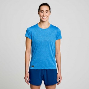 Blue Saucony Stopwatch Short Sleeve Women's T-Shirt | ISRAEL KXBDQV