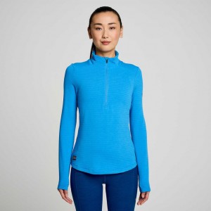 Blue Saucony Triumph 3D 1/2 Zip Women's Sweatshirt | ISRAEL FIGTBN