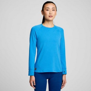 Blue Saucony Triumph 3D Crew Women's Sweatshirt | ISRAEL ISBRFX