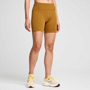 Brown Saucony Fortify 6" Women's Shorts | ISRAEL XTQPGF