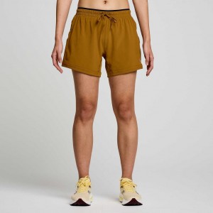 Brown Saucony Outpace 5" Women's Shorts | ISRAEL NDWSIF