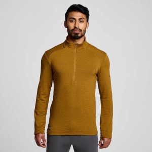 Brown Saucony Triumph 3D 1/2 Zip Men's Sweatshirt | ISRAEL LOCUIA