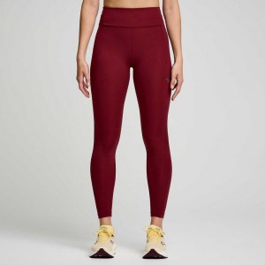 Burgundy Saucony Fortify 7/8 Women's Tight | ISRAEL AZWJVQ