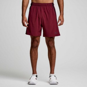 Burgundy Saucony Outpace 7" Men's Shorts | ISRAEL SZEQND