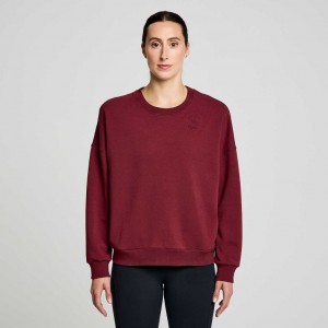 Burgundy Saucony Recovery Crew Women's Sweatshirt | ISRAEL AJNFXG