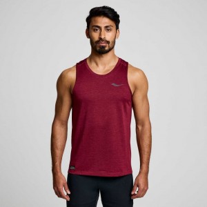 Burgundy Saucony Stopwatch Men's Singlet | ISRAEL FHPUEW