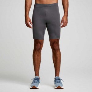 Grey Saucony Fortify Lined Half Men's Tight | ISRAEL FATLMR