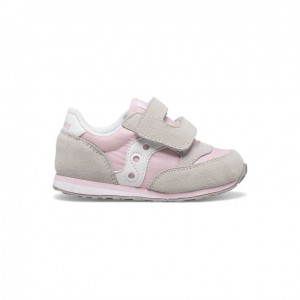 Grey / Pink Saucony Baby Jazz Hook & Loop Little Kids' Sneakers | ISRAEL LFVGYT