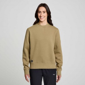 Olive Saucony Recovery Crew Women's Sweatshirt | ISRAEL AWOGHE