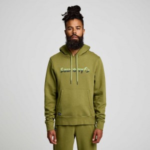 Olive Saucony Recovery Men's Hoodie | ISRAEL TGZULO