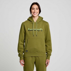 Olive Saucony Recovery Women's Hoodie | ISRAEL NMWPOZ