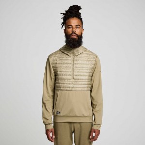 Olive Saucony Solstice Oysterpuff Men's Hoodie | ISRAEL EKHTAR