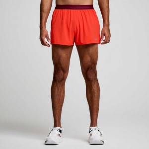 Red Saucony Outpace 2.5" Split Men's Shorts | ISRAEL NTUILP