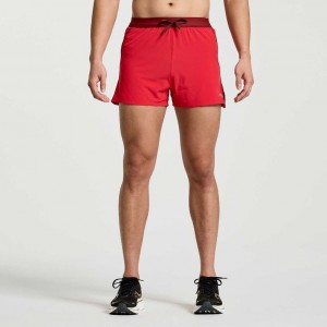 Red Saucony Outpace 3" Men's Shorts | ISRAEL OTNCIK