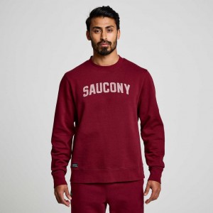 Red Saucony Recovery Crew Men's Sweatshirt | ISRAEL CDLRIP