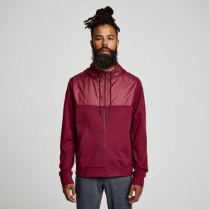 Red Saucony Solstice Zip Men's Hoodie | ISRAEL EJSVCO