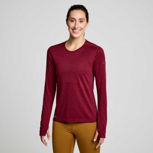 Red Saucony Stopwatch Long Sleeve Women's T-Shirt | ISRAEL CHTZAS