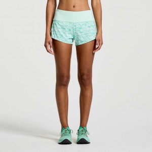 Turquoise Saucony Outpace 2.5" Split Women's Shorts | ISRAEL VNJBRX