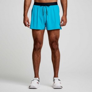 Turquoise Saucony Outpace 3" Men's Shorts | ISRAEL FEJMOC