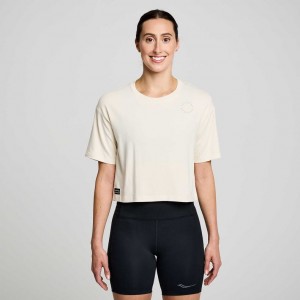 White Saucony Recovery Boxy Women's T-Shirt | ISRAEL EDRUAN