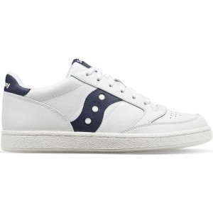 White / Navy Saucony Jazz Court PU Men's Sneakers | ISRAEL IMASYV