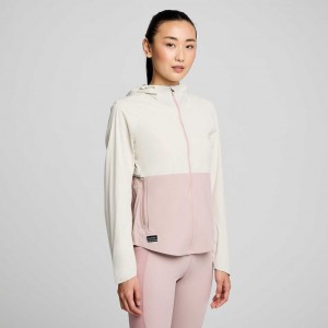 White / Pink Saucony Runshield Women's Jacket | ISRAEL AOVRBD