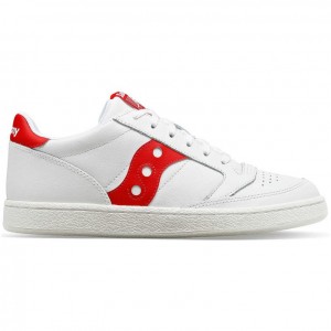 White / Red Saucony Jazz Court PU Men's Sneakers | ISRAEL LJZGXT