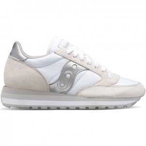 White / Silver Saucony Jazz Triple Women's Sneakers | ISRAEL UEMIAF