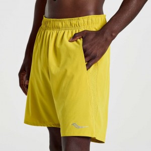 Yellow Saucony Outpace 7" Men's Shorts | ISRAEL LCFJHI