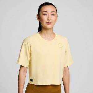 Yellow Saucony Recovery Boxy Women's T-Shirt | ISRAEL IEQZGM