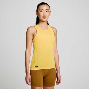 Yellow Saucony Stopwatch Women's Singlet | ISRAEL PHGTYN