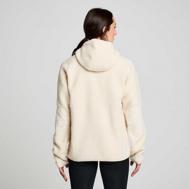 Beige Saucony Recovery Sherpa Pullover Women's Hoodie | ISRAEL FHYXQJ