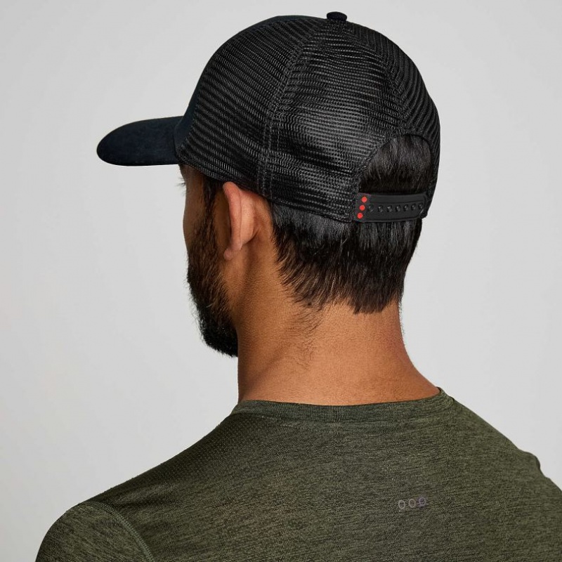 Black Saucony Adjustable Snap Back Men's Trucker Hats | ISRAEL FXESLZ