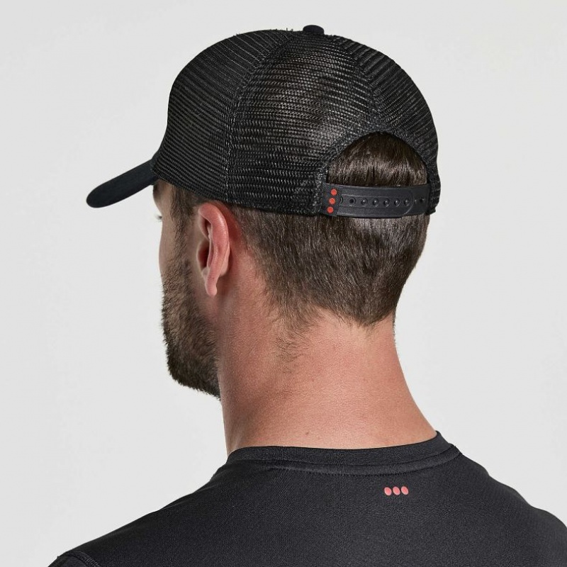 Black Saucony Adjustable Snap Back Men's Trucker Hats | ISRAEL FCNLXP